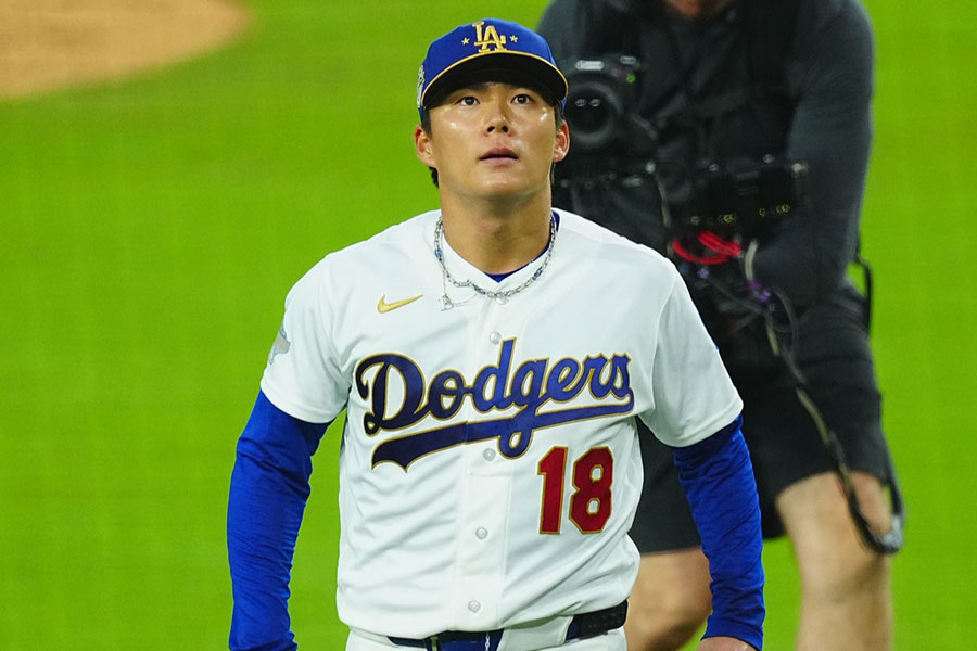 Dバックス戦に先発したドジャース・山本由伸【写真:荒川祐史】