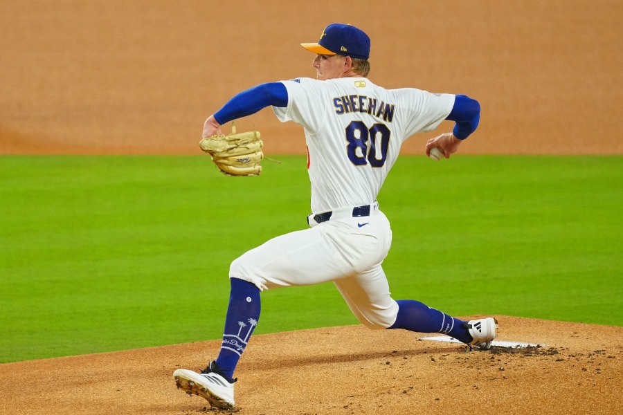 Dバックス戦に登板したドジャースエメット・シーハン【写真：荒川祐史】