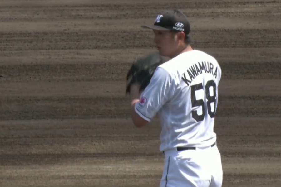 オイシックス新潟戦に登板した河村説人【画像：パーソル パ・リーグTV】