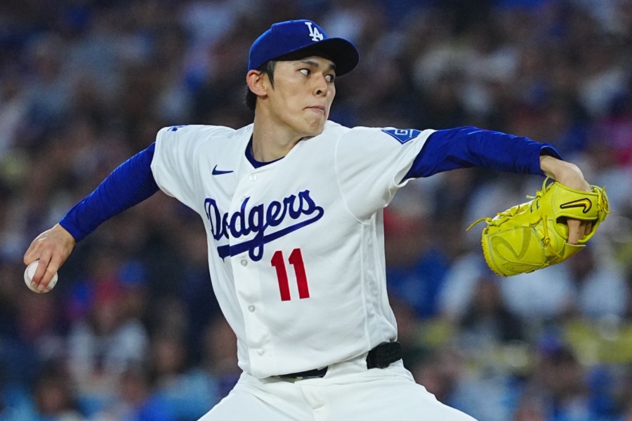 ガーディアン戦に先発したドジャース・佐々木朗希【写真：荒川祐史】