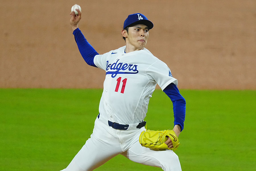 ガーディアンズ戦に先発したドジャース・佐々木朗希【写真：荒川祐史】
