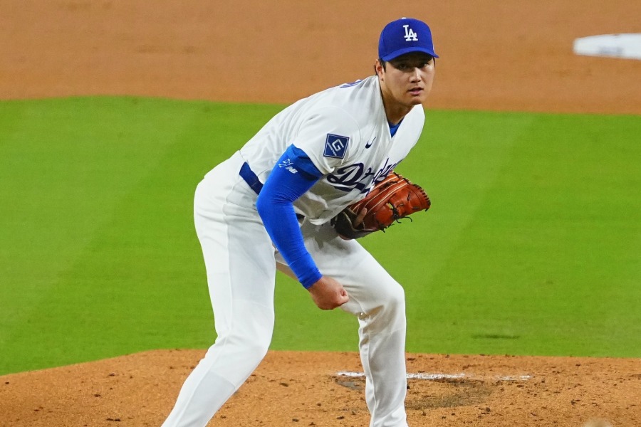 今季初勝利を挙げたドジャース・大谷翔平【写真:荒川祐史】