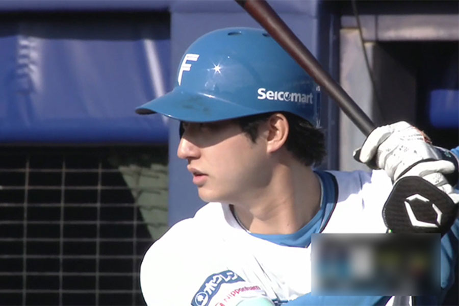 くふうハヤテ戦に出場した日本ハム・浅間大基【画像：パーソル パ・リーグTV】