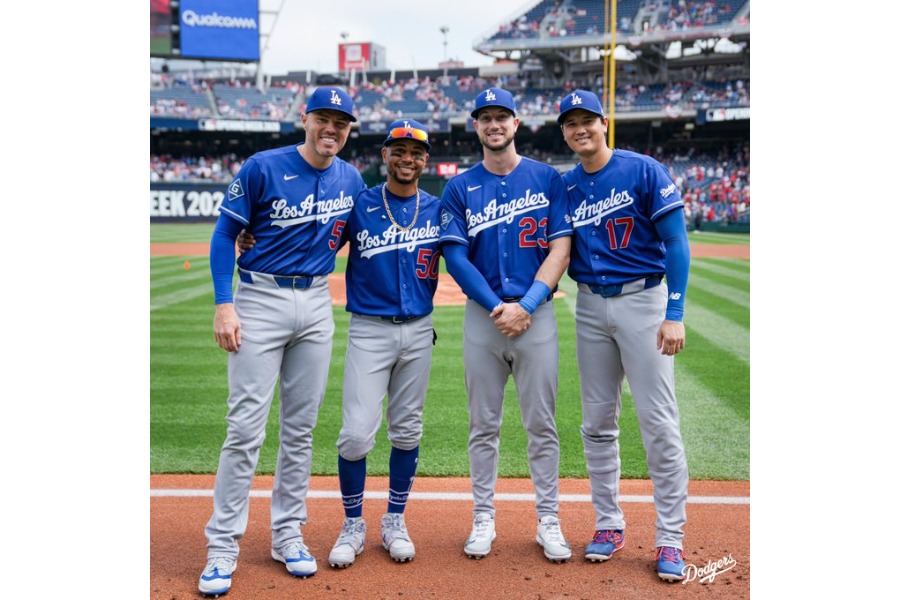 ドジャースのフレディ・フリーマン、ムーキー・ベッツ、カイル・タッカー、大谷翔平(左から)【写真提供:ドジャース】