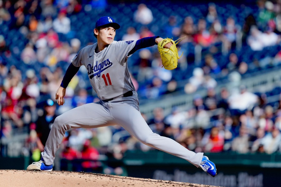 ナショナルズ戦に先発したドジャース・佐々木朗希【写真：黒澤崇】