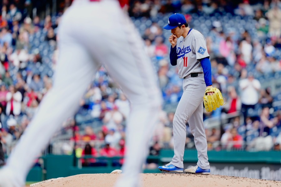 ナショナルズ戦に先発したドジャース・佐々木朗希【写真：黒澤崇】