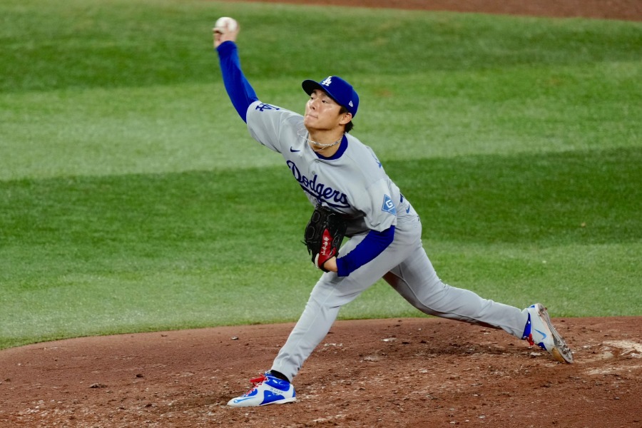 Bジェイズ戦に先発したドジャース・山本由伸【写真:黒澤崇】