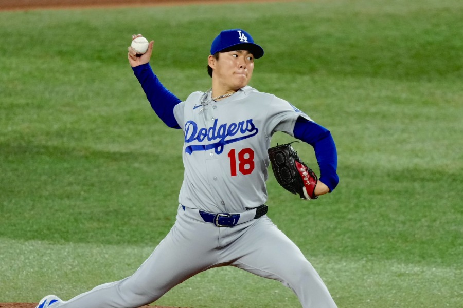 Bジェイズ戦に先発したドジャース・山本由伸【写真:黒澤崇】