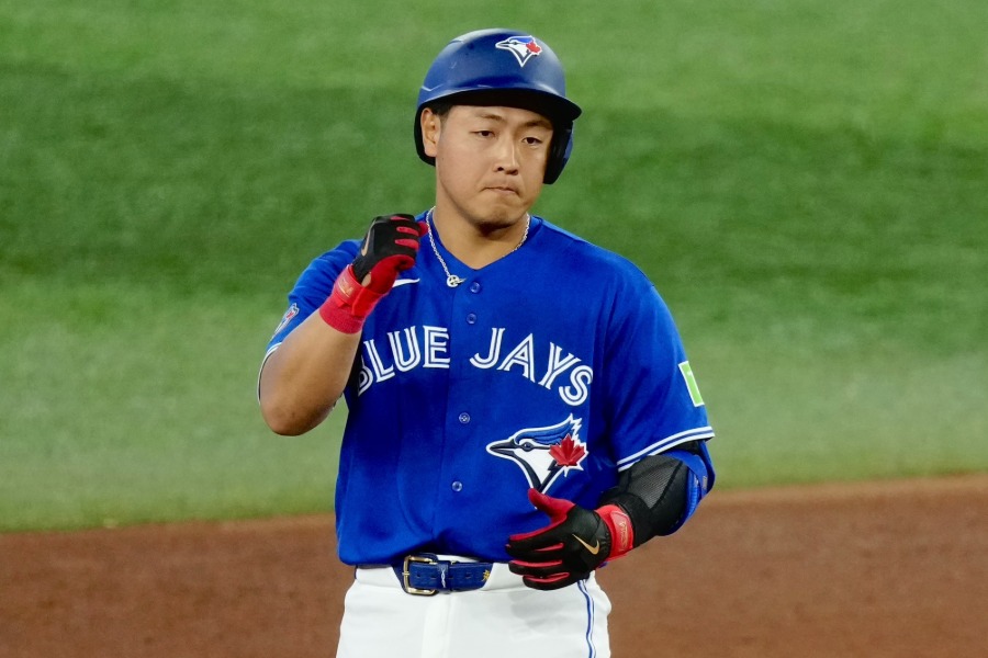 ドジャース戦に出場したBジェイズ・岡本和真【写真:黒澤崇】