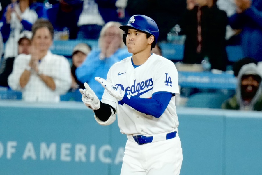 連続出塁記録を44試合にしたドジャース・大谷翔平【写真：黒澤崇】