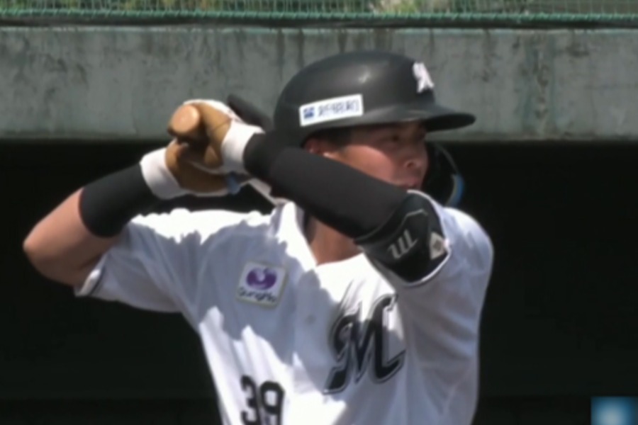 日本ハム戦に出場したロッテ・井上広大【画像：パーソル パ・リーグTV】