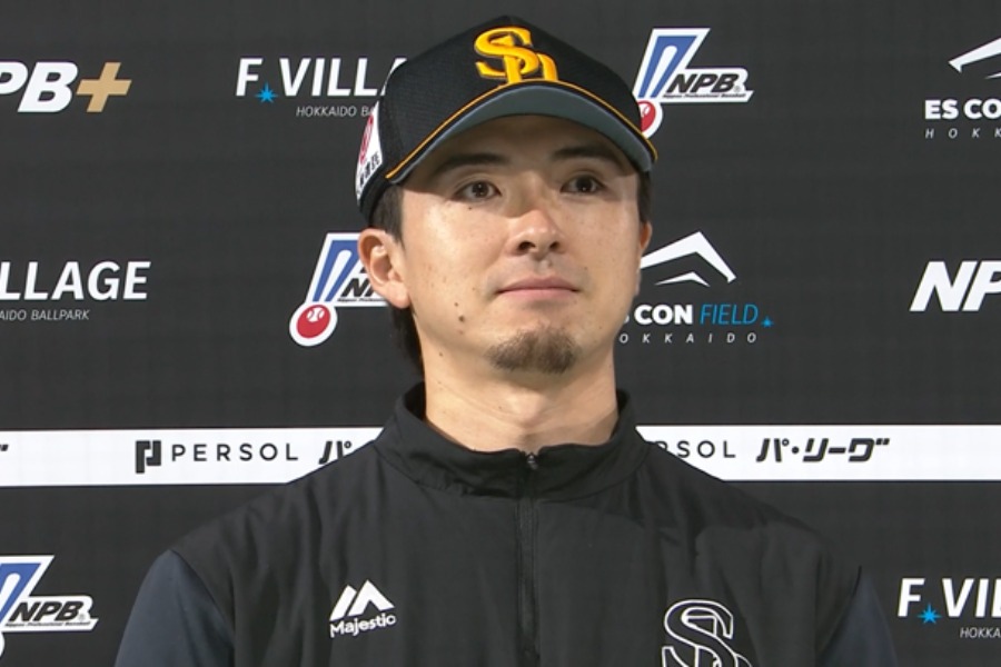 12球団勝利を達成したソフトバンク・上沢直之【画像：パーソル パ・リーグTV】