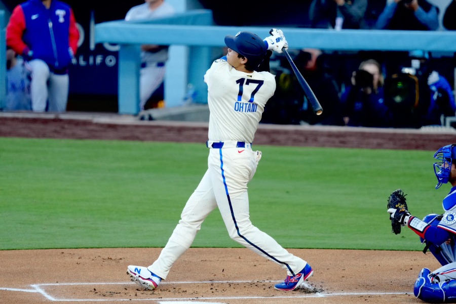 初回に4号先頭打者弾を放ったドジャース・大谷翔平【写真:黒澤崇】