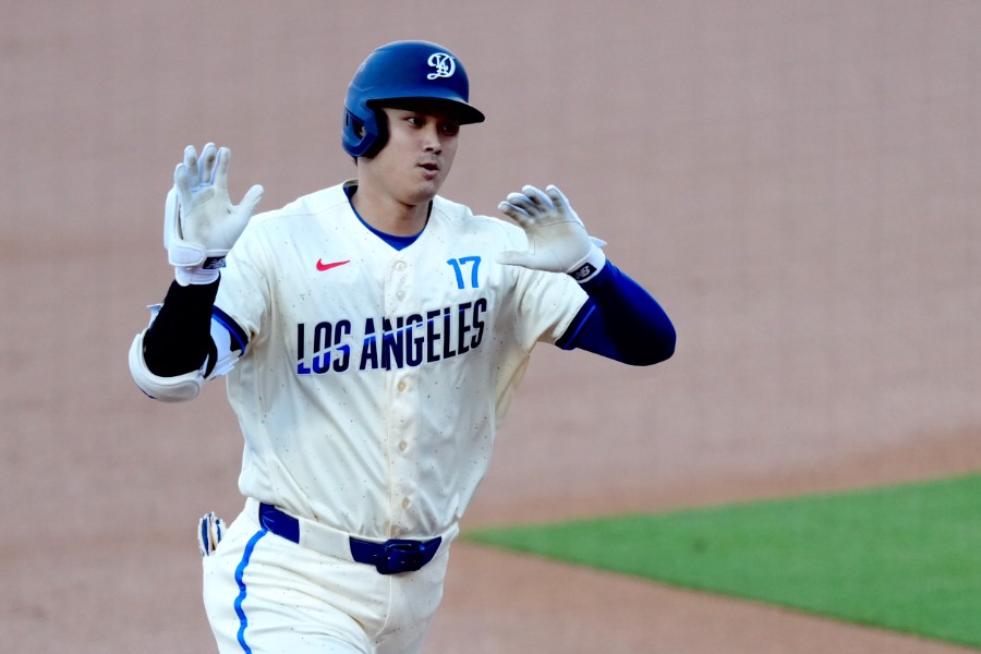 初回に本塁打を放ったドジャース・大谷翔平【写真:黒澤崇】
