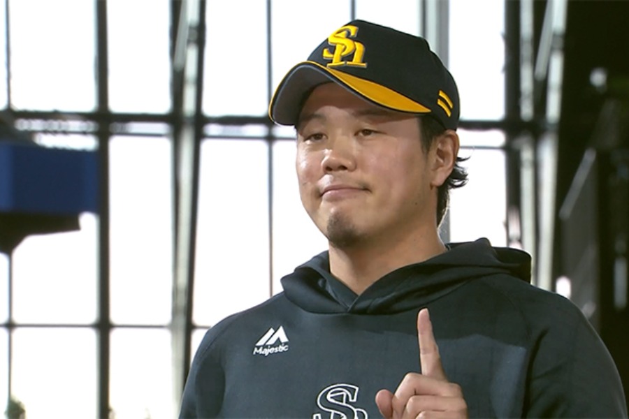 今季初勝利をあげたソフトバンク・上茶谷大河【画像：パーソル パ・リーグTV】