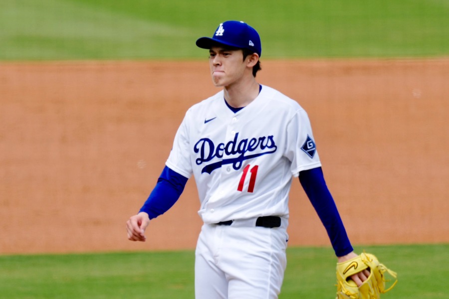 レンジャーズ戦に先発したドジャース・佐々木朗希【写真:黒澤崇】