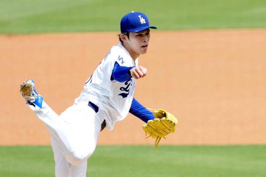 レンジャーズ戦に先発したドジャース・佐々木朗希【写真：黒澤崇】