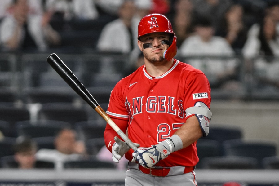 ヤンキース戦に出場したエンゼルスのマイク・トラウト【写真：ロイター】