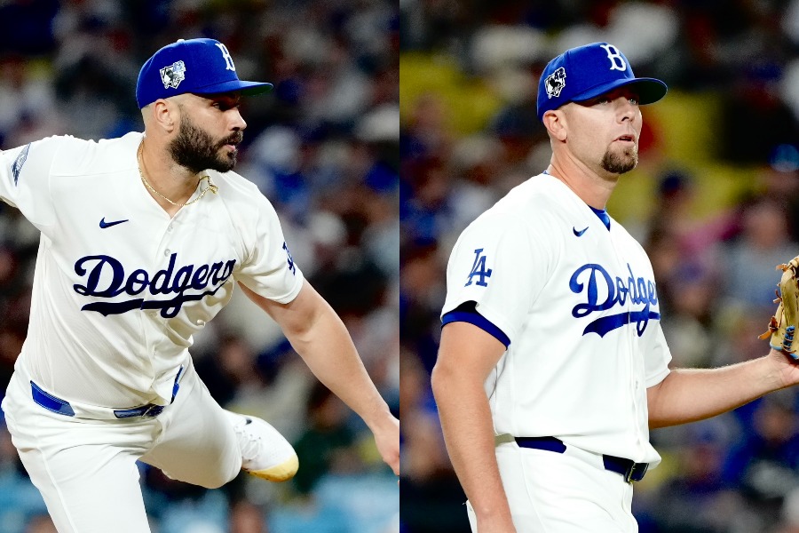 メッツ戦に登板したドジャースのタナー・スコット（左）とブレイク・トライネン【写真：黒澤崇】