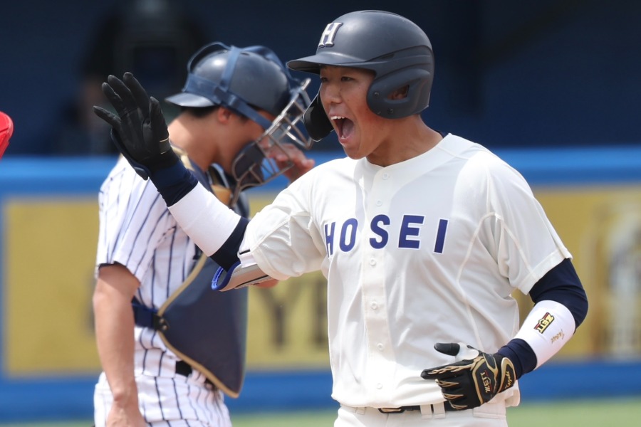 立大戦に出場した法大・井上和輝【写真：加治屋友輝】