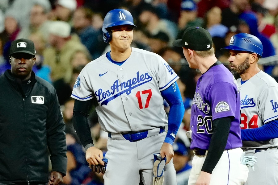 9回に安打を放ったドジャース・大谷翔平【写真：黒澤崇】
