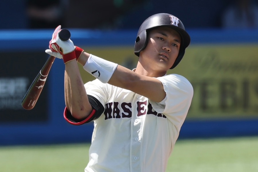 東大戦に出場した早大・阿部葉太【写真：加治屋友輝】