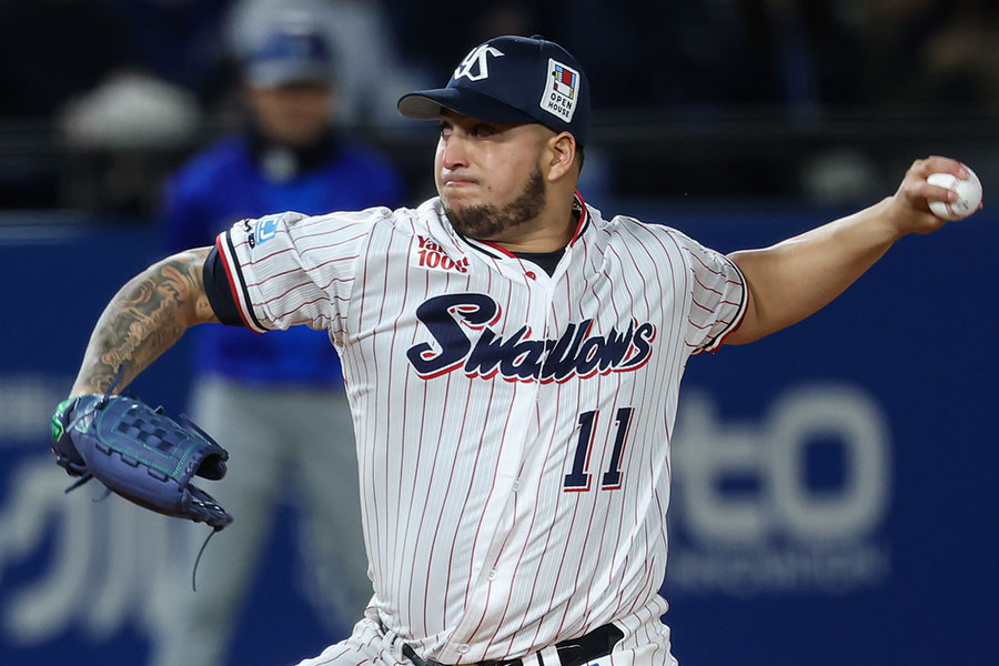 リーグトップの8セーブを挙げているヤクルトのホセ・キハダ【写真：加治屋友輝】