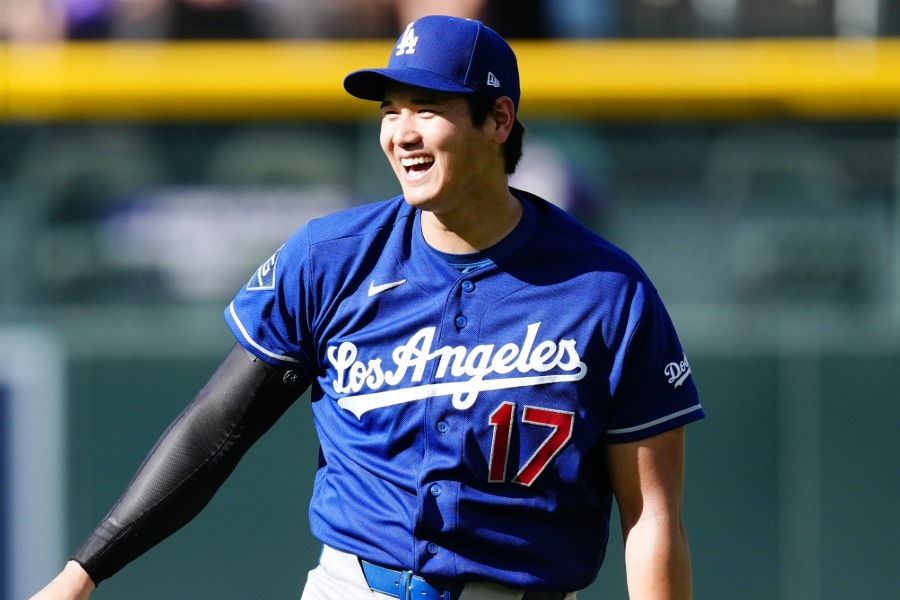 試合前に練習を行ったドジャース・大谷翔平【写真：黒澤崇】