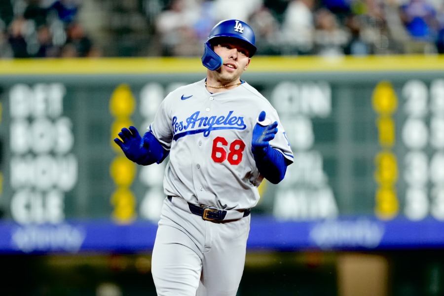 ロッキーズ戦で本塁打を放ったドジャースのダルトン・ラッシング【写真：黒澤崇】