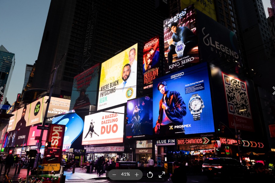 米NYタイムズスクエアに大谷翔平の広告が登場【画像提供：セイコー】