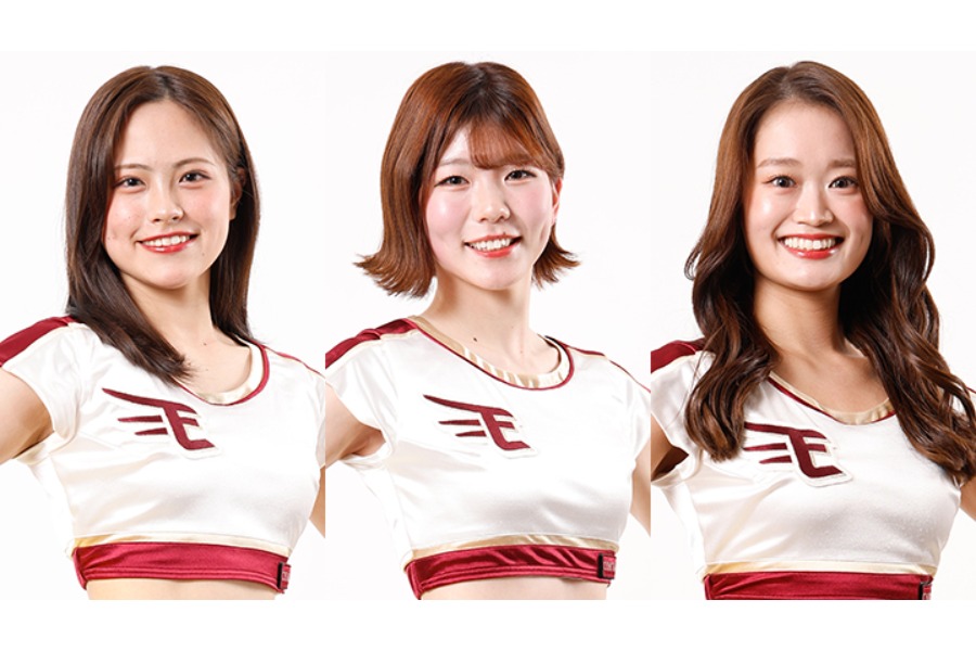 東北ゴールデンエンジェルスのHARUHIさん、HINATAさん、KYOKAさん（左から）【写真提供：rakutenengels】