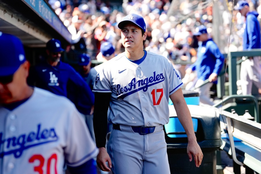 ジャイアンツ戦に出場したドジャース・大谷翔平【写真：黒澤崇】