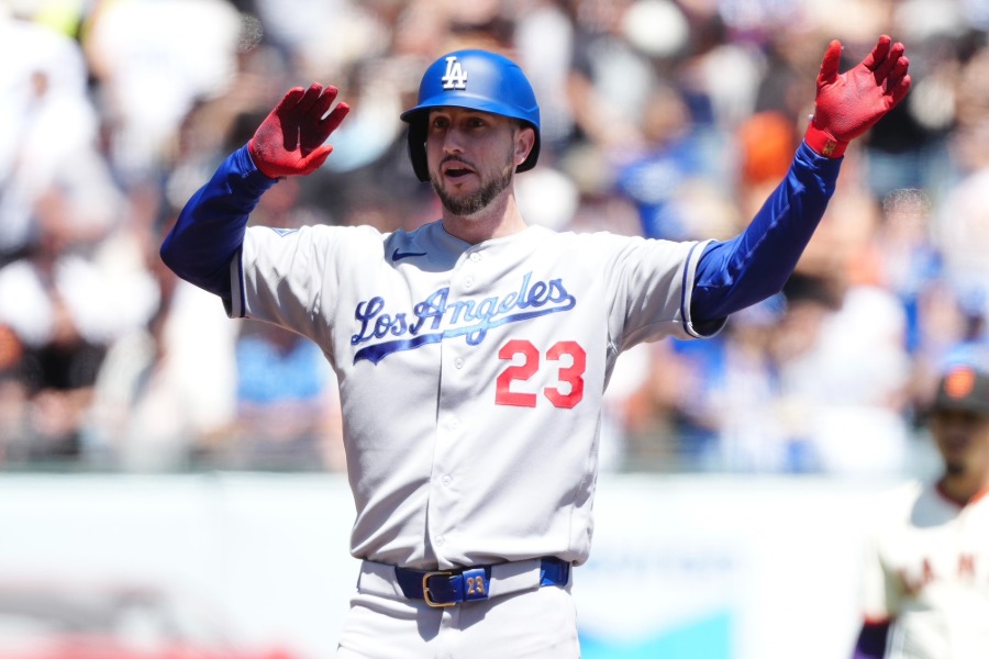 ジャイアンツ戦に出場したドジャースのカイル・タッカー【写真：黒澤崇】