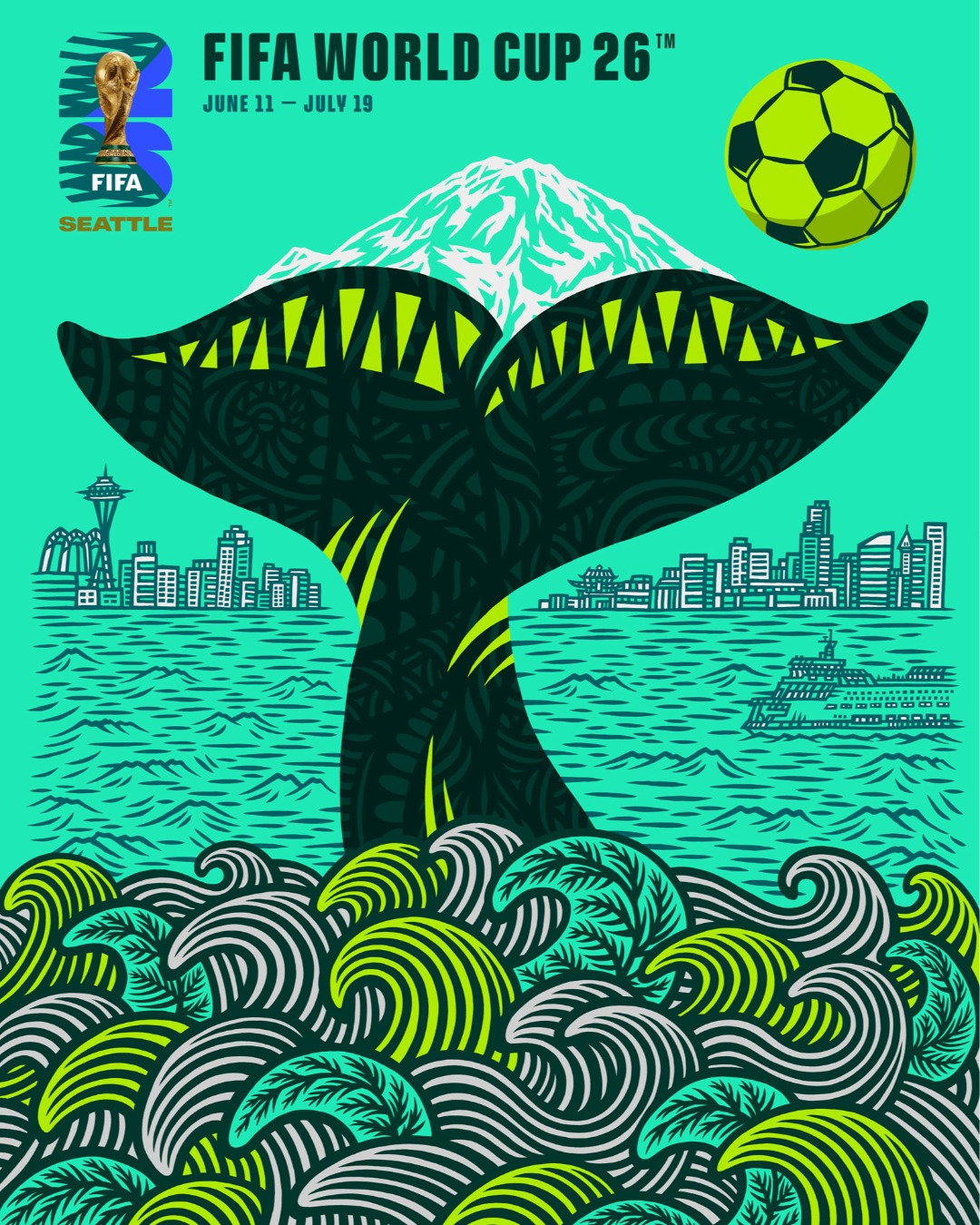 太田氏が手がけたFIFAワールドカップ2026™シアトル開催都市公式ポスター【写真：本人提供】