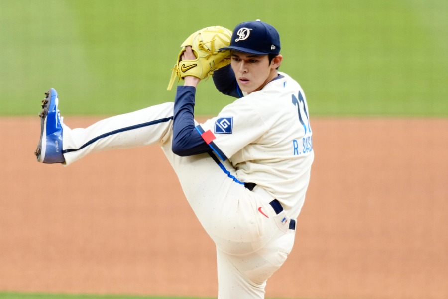 カブス戦に先発したドジャース・佐々木朗希【写真：黒澤崇】