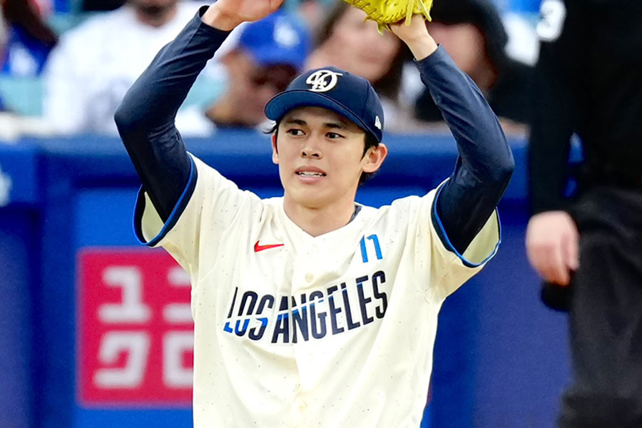 カブス戦に先発したドジャース・佐々木朗希【写真：黒澤崇】