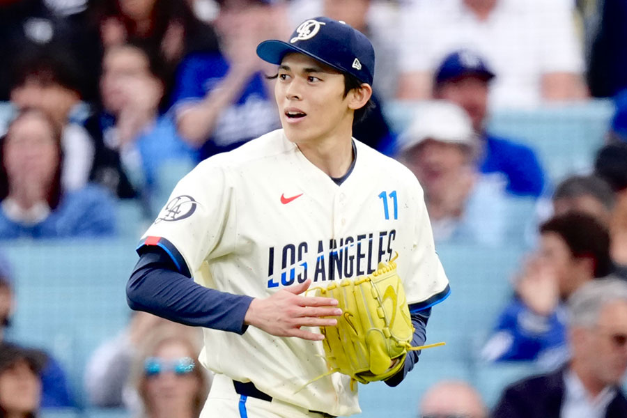 カブス戦に登板したドジャースの佐々木朗希【写真：黒澤崇】