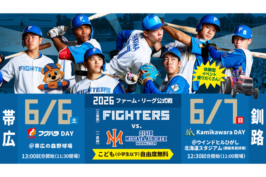 日本ハム2軍が6月に帯広＆釧路で2連戦開催する【画像：球団提供】
