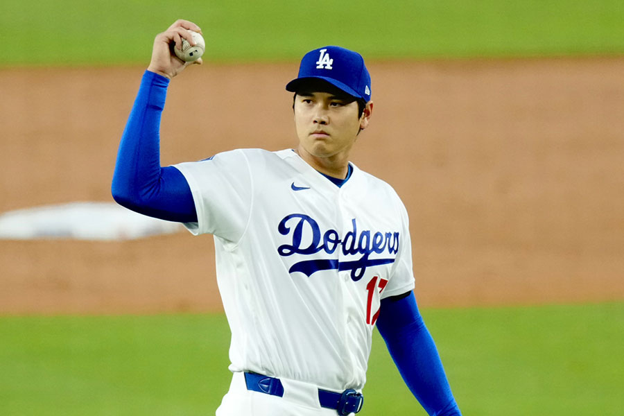 マーリンズ戦に登板したドジャース・大谷翔平【写真：黒澤崇】