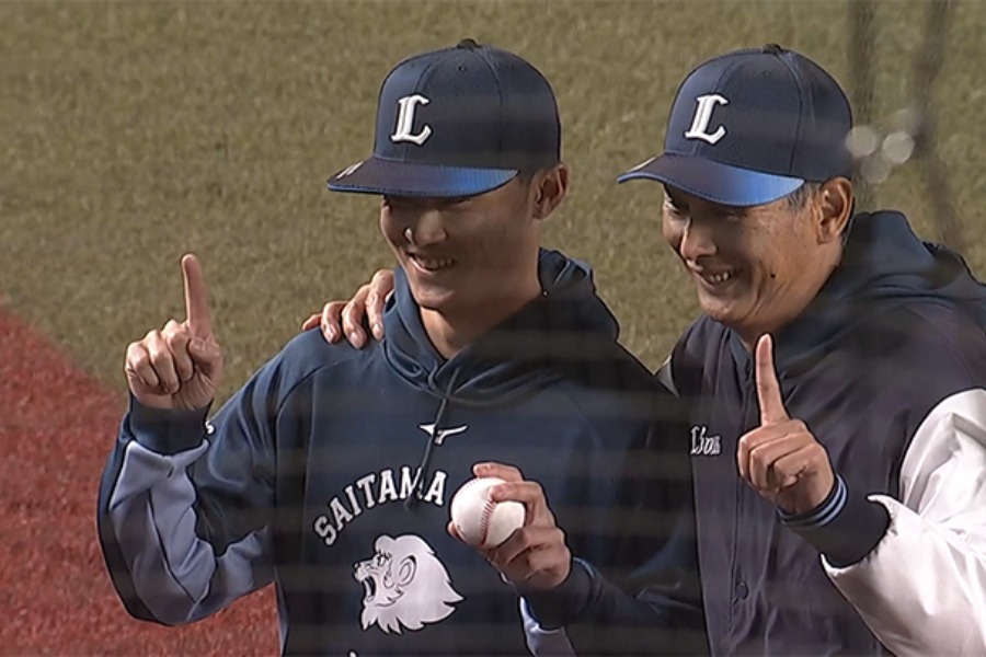 プロ初勝利を挙げた西武・佐藤爽【画像：パーソル パ・リーグTV】