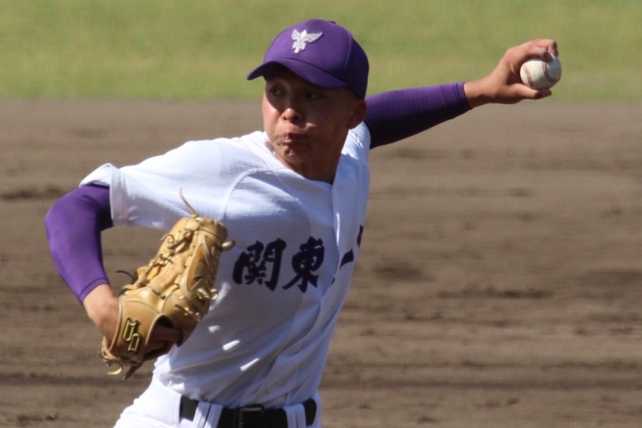準決勝の岩倉戦で完封勝利を挙げた関東第一・石井翔【写真：横井洸太】