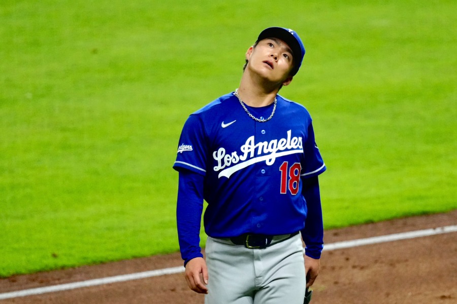 アストロズ戦に先発したドジャース・山本由伸【写真：黒澤崇】