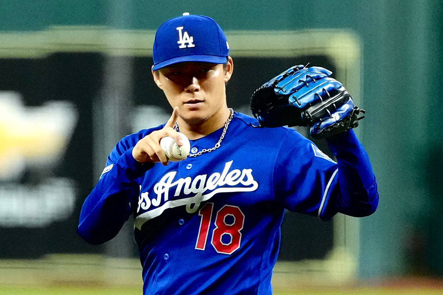 アストロズ戦に出場したドジャース・山本由伸【写真：黒澤崇】
