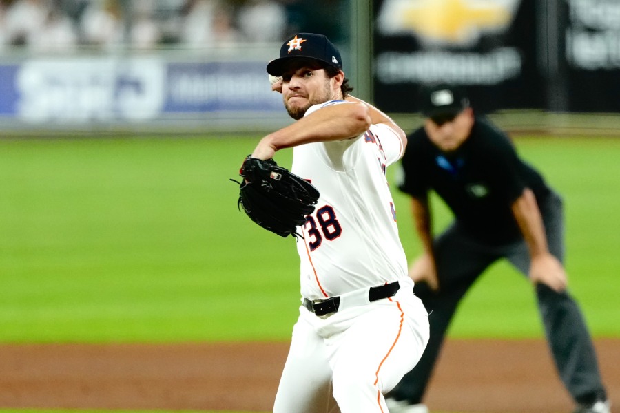 ドジャース戦に先発したアストロズのピーター・ランバート【写真：黒澤崇】