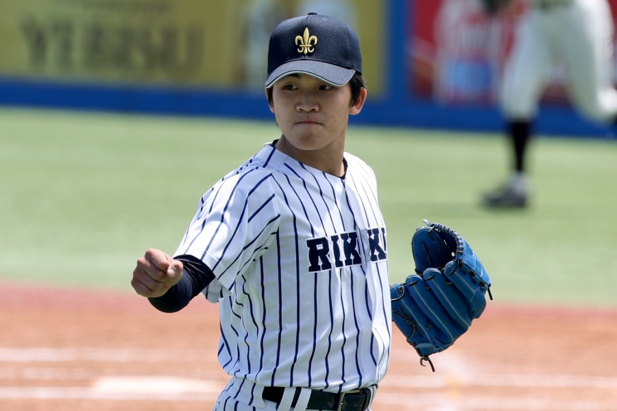 6回無失点の好投を見せた立大・道本想【写真：加治屋友輝】