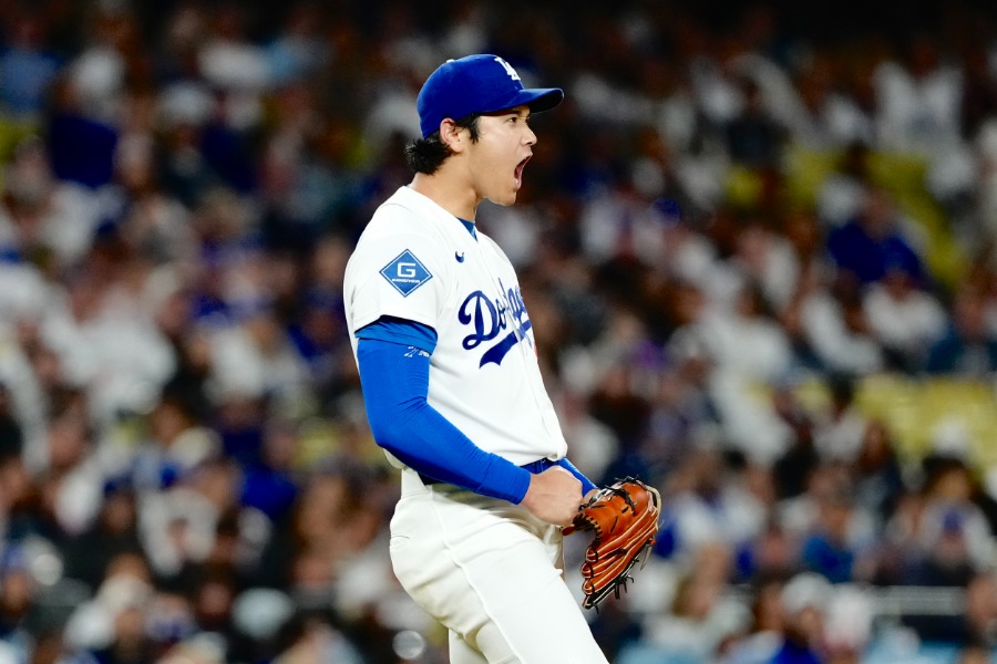 ジャイアンツ戦に登板したドジャース・大谷翔平【写真：黒澤崇】