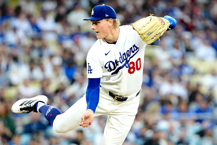 ジャイアンツ戦に先発したドジャースのエメ・シーハン【写真：黒澤崇】