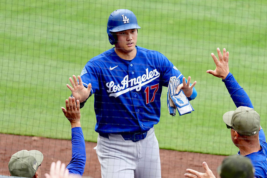 エンゼルス戦に出場したドジャース・大谷翔平【写真：黒澤崇】