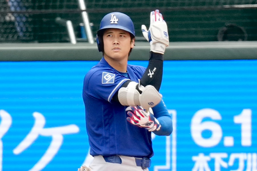 エンゼルス戦に出場したドジャース・大谷翔平【写真：黒澤崇】