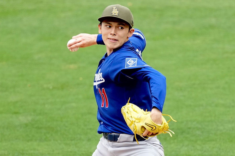 エンゼルス戦で2勝目を挙げたドジャース・佐々木朗希【写真：黒澤崇】